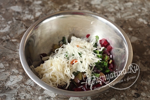 Винегрет с фасолью и квашеной капустой – рецепт без картошки